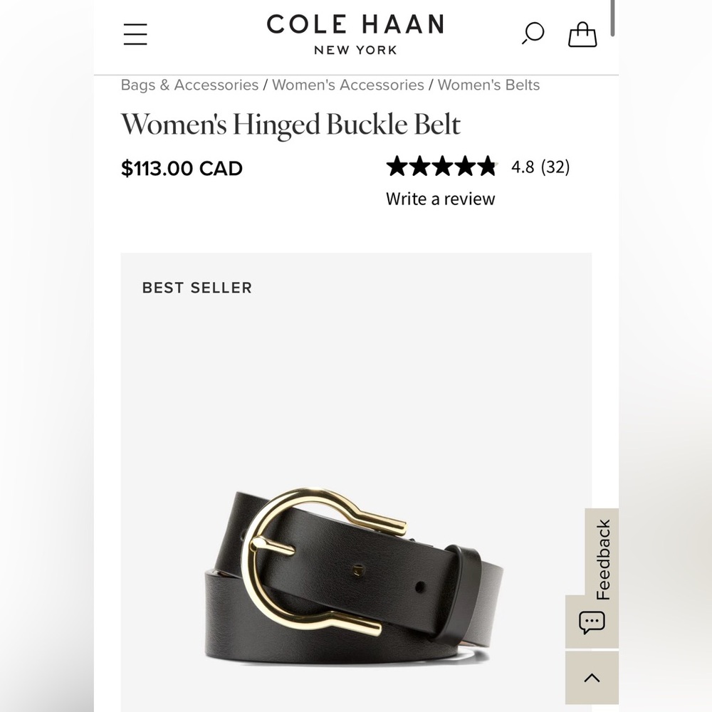 Cole Haan: Hinged Buckle belt